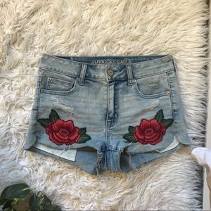 embroidered american eagle high rise shorts